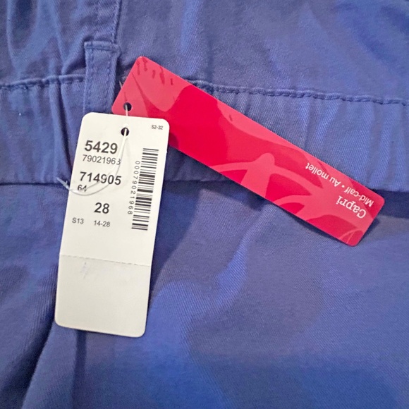NEW PHOTOS! CAPRIS, TWILL, COOL BLUE, SIZE 28, COTTON BLEND, 5 POCKETS, ELASTIC - Picture 2 of 15
